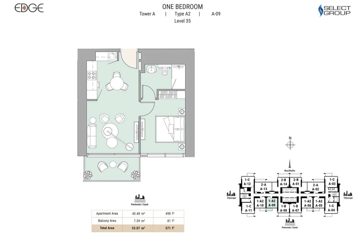 Type A2, Level 35, A-09 - The Edge Tower 1